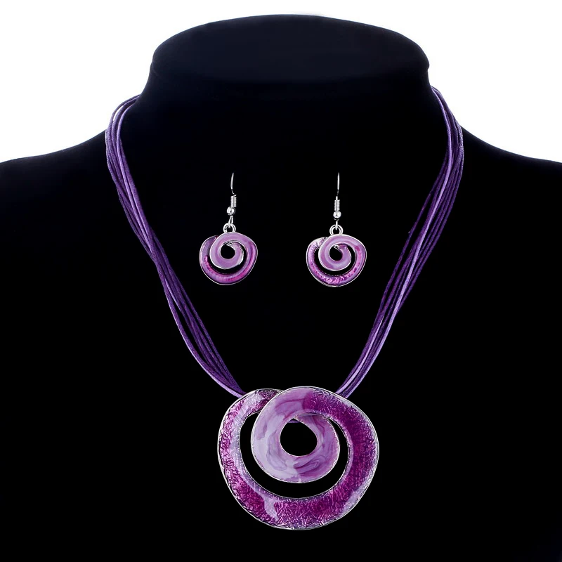 Женский ювелирный комплект из колье и серёг в этническом стиле|pendant jewelry sets|brand