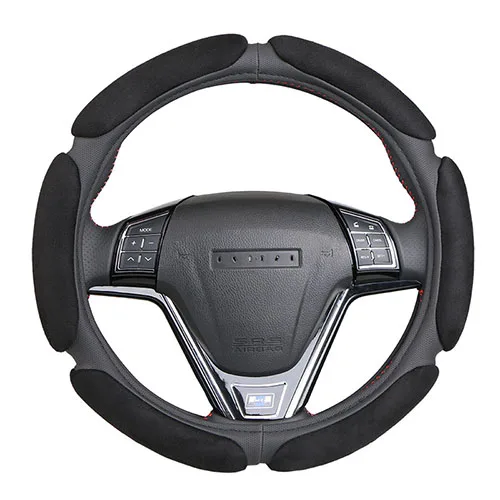 Black Нескользящий чехол на руль с 3D дизайном/Флокирование clothcar Оплетка на руль диаметром 38 см для 95% автомобиля - Название цвета: Black