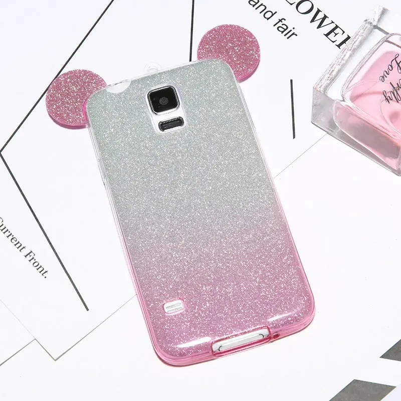 Милый Микки и Минни Маус уха блеск чехол для телефона Samsung Galaxy S5 S6 S7 край S8 S9 плюс A3