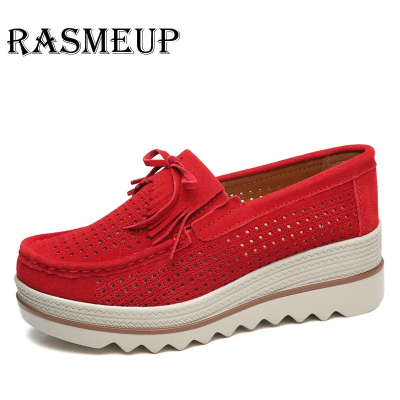 RASMEUP/женские кроссовки из натуральной замши на платформе Летняя женская обувь