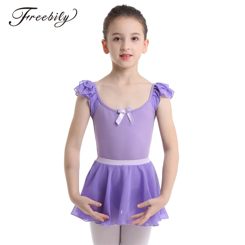 

Kids Girls Professional Ballet Dress Ballet Leotard with Ruffled Tutu Skirts Gymnastics Leotard Ballerina Lyrical Dance Costumes