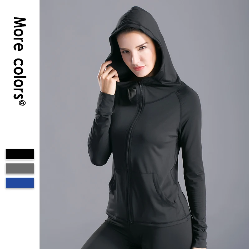 AALAMGEER куртка с капюшоном на молнии для бега йоги Женская толстовка длинным