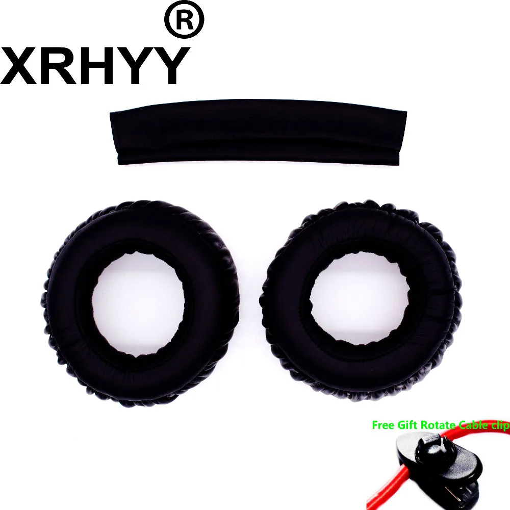 XRHYY Black Replacement Top Headband Earpad Pads Cushion Set For Sony MDR-XB700 Headphone + Free Rotate Cable Clip