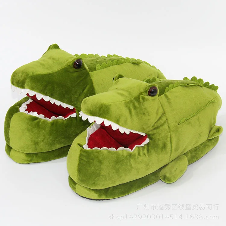 Зимние теплые домашние тапочки милые 3D alligaters плюшевые шлепанцы с животными для взрослых креативные шалости унисекс домашние тапочки на плоской подошве