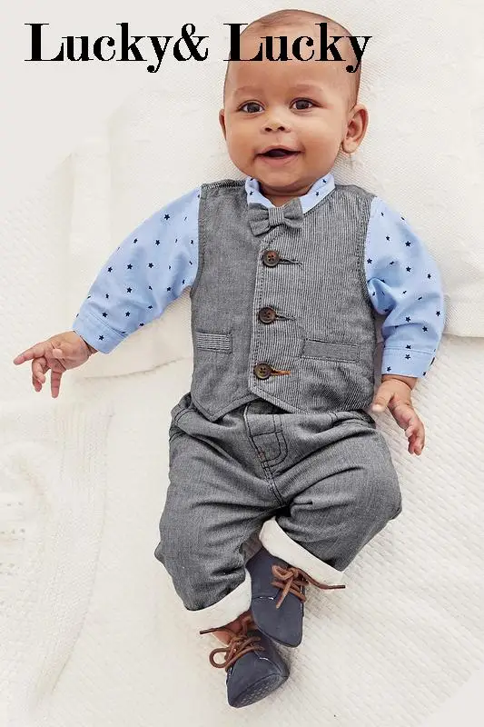 Джентльменская одежда для маленьких мальчиков рубашка с длинным рукавом + жилет