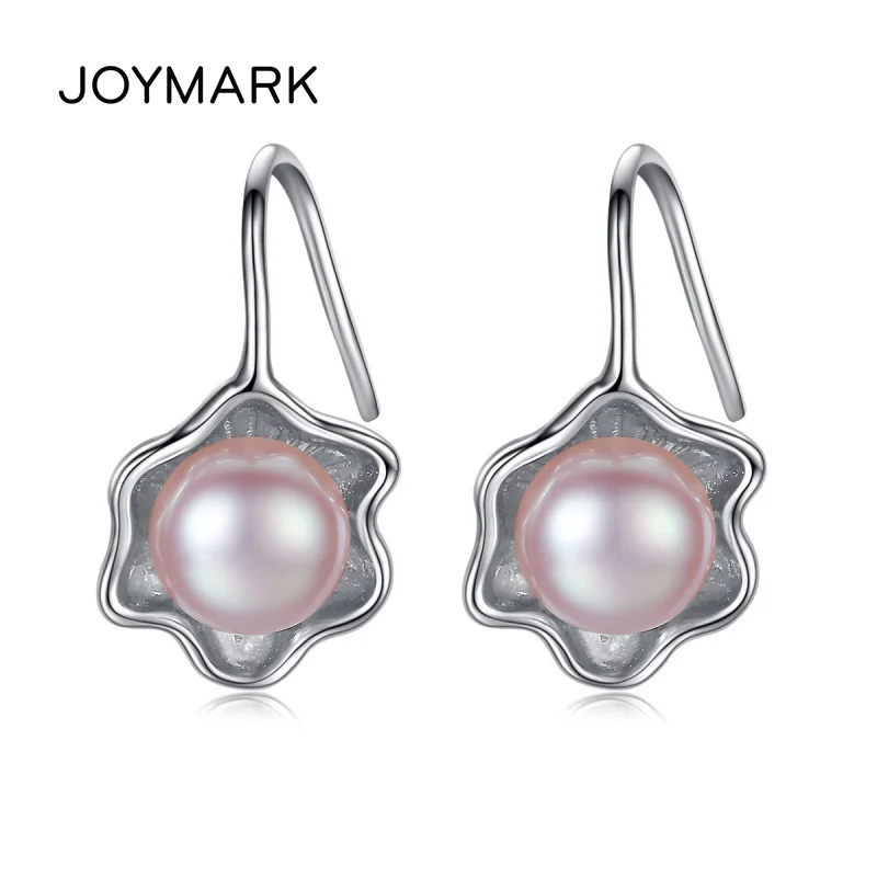 

JOYMARK Vintage Flower Style 925 Sterling Silver Narural Pearl Drop Hook Earrings For Party Women Trendy Jewelry JPSE010