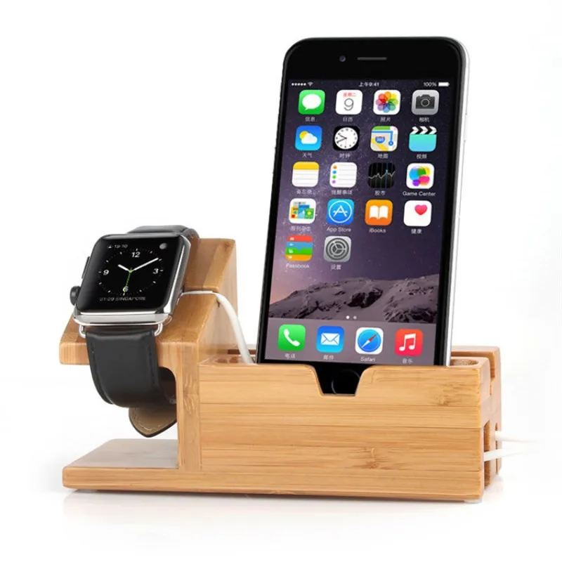 Бамбуковая настольная подставка для Apple Watch 4 3 Кронштейн Док-держатель зарядное