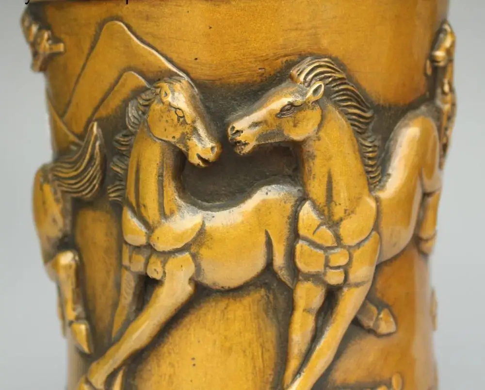 Бесплатная доставка китайские бронзовые конные Кони для бега ручка контейнер