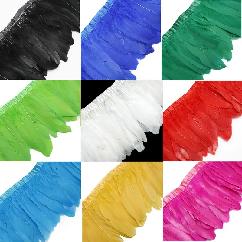 Разноцветные Ленты Из гусиных перьев 2 м/лот окрашенные ленты из 15 20 см