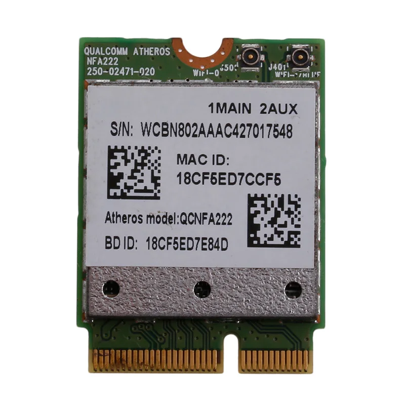 802.11n a/b/g/n QCNFA222 2 4/Wi Fi 5 ГГц Wi Bluetooth PCIe половинной высоты для всех телефонов мини