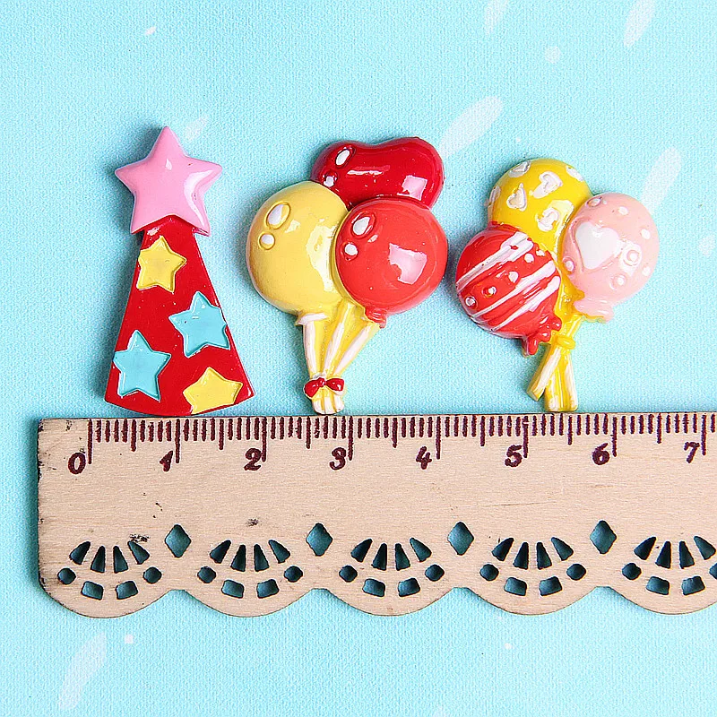 10Pcs Cartoon Balloon Falt Back Resin Cabochon Embellishments for Scrapbooking Cabochons Crafts Kids Hair Bow DIY Accessories | Дом и сад