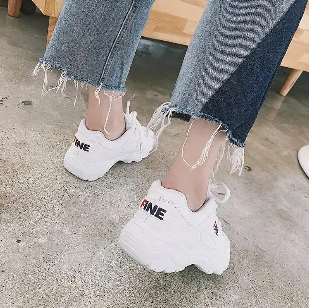 2018 повседневная женская обувь Осенняя модные брендовые кроссовки на платформе в