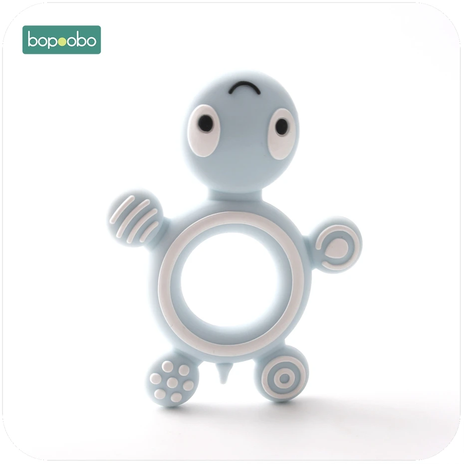 Blue Turtle Bopobo, 1 шт., детский прорезыватель, силиконовый, кролик, пищевой, кролик, Прорезыватель для кормления, Прорезыватель для зубов, ожерелье, аксессуары, силиконовый Прорезыватель для животных - Цвет: Blue Turtle