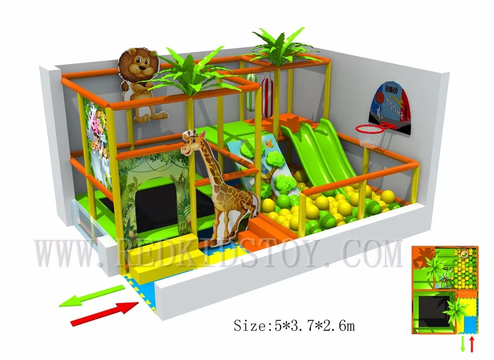 Детское игровое оборудование с бассейн для шариков и батутов изготовленное на