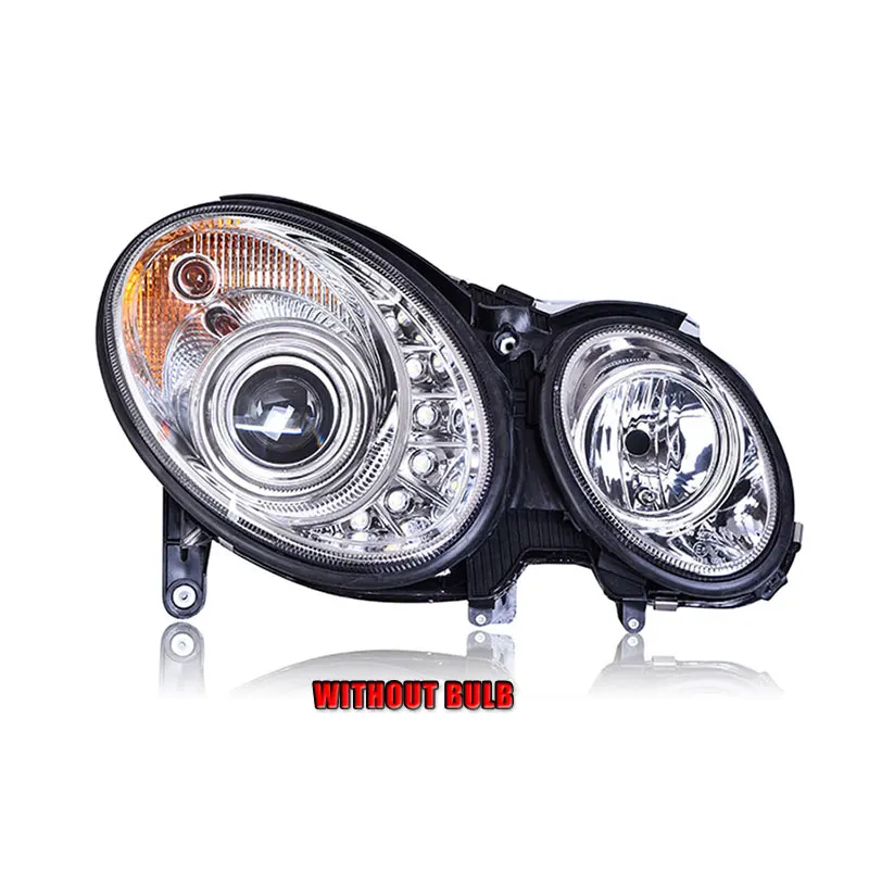 Without bulb 2 шт. светодиодный фары для Benz W211 2003-2009 светодиодный автомобильный фонарь ангельские глазки ксенон HID комплект Противотуманные фары светодиодный дневные ходовые огни - Цвет: Without bulb