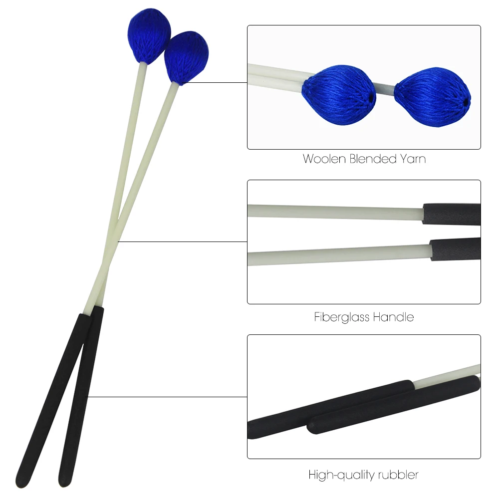 1 пара Первичная маримба палка Mallets ксилофон Glockensplel Mallet с ручкой из стекловолокна для любительского ударного инструмента часть