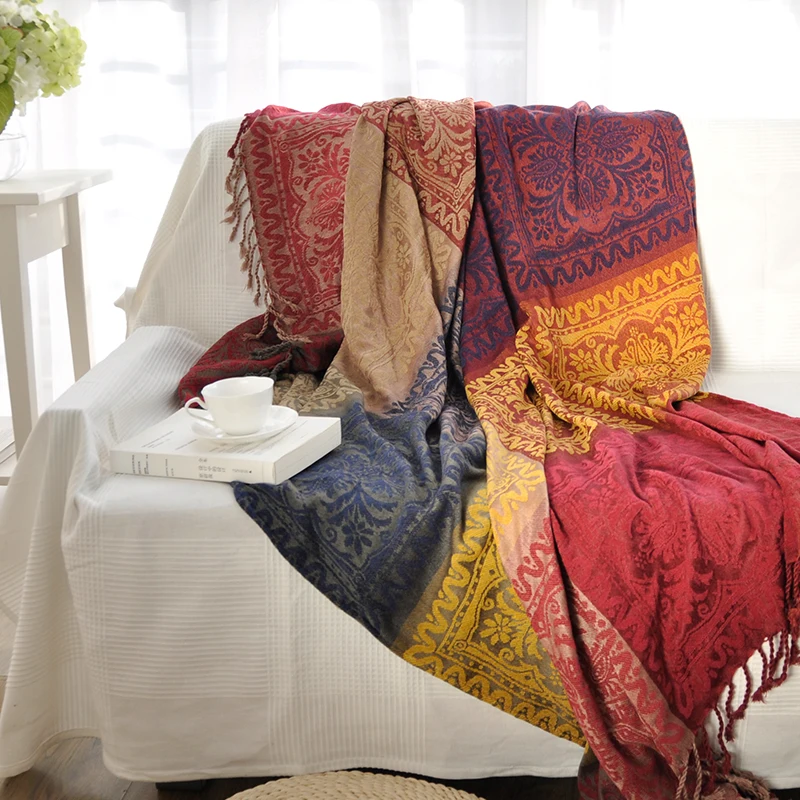 Богемное одеяло из синели дивана декоративные slipcover кидает на диван/кровать/Самолет путешествия пледы прямоугольный цвет сшивание одеяла