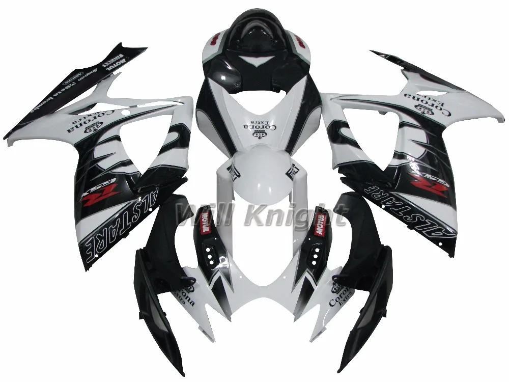 Для Suzuki GSX R600 R750 GSXR600 GSXR750 K6 2006 2007 Кузов Обтекателя Kit Глянцевый Черный Белый|kit kits|kit