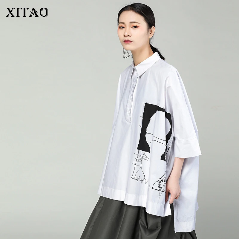 Женская рубашка XITAO с длинным рукавом и отложным воротником 2019|Блузки| |