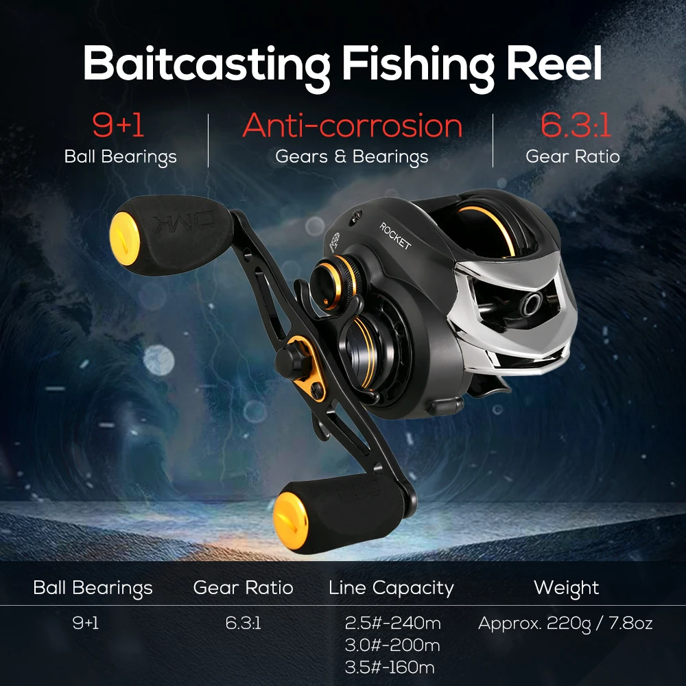 Рыболовная катушка Baitcast 9 + 1 BB GT 6 3: высокоскоростная для заброса приманки