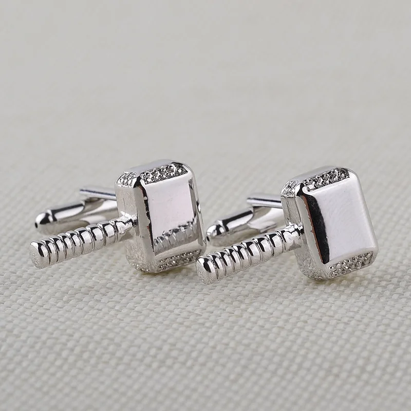 Trendy Metal Hammer Luxury Men Shirts Cuff Links Button Comics Superhero Cufflinks Shirt Cufflink for Men's Gifts Jewelry 1 Pair |