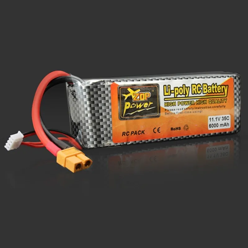 1 шт. ZOP Power LiPo аккумулятор 11 В 6000 мАч 3S 35C XT60 разъем для радиоуправляемого