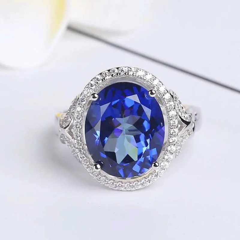 CSJ большой драгоценный камень голубой топаз 925 пробы серебро Fine Jewelry Кольцо и