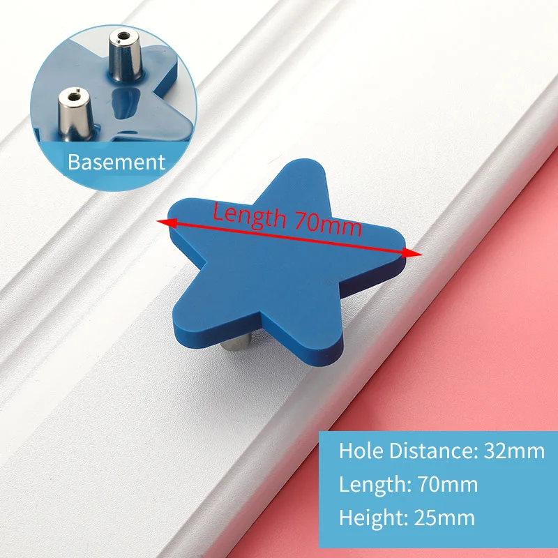 Star Blue Big KAK детская комната ручки для ящиков и ручки Луна Звезда мультфильм Мебельная ручка ПВХ облако дверные ручки Шкаф Тянет для детей - Цвет: Star Blue Big