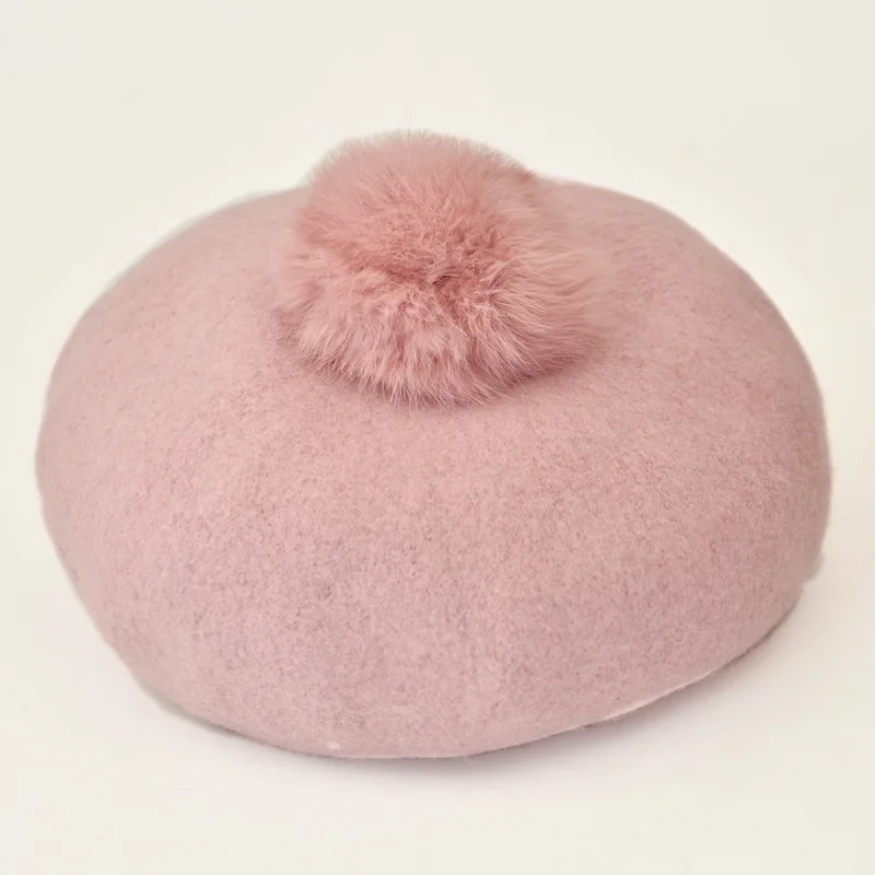 Pink Новинка года, повседневные женские мягкие теплые береты на осень и зиму, стереоскопические береты, войлочные французские шапочки художника Tam мешковатые шапки для катания на лыжах - Цвет: Pink