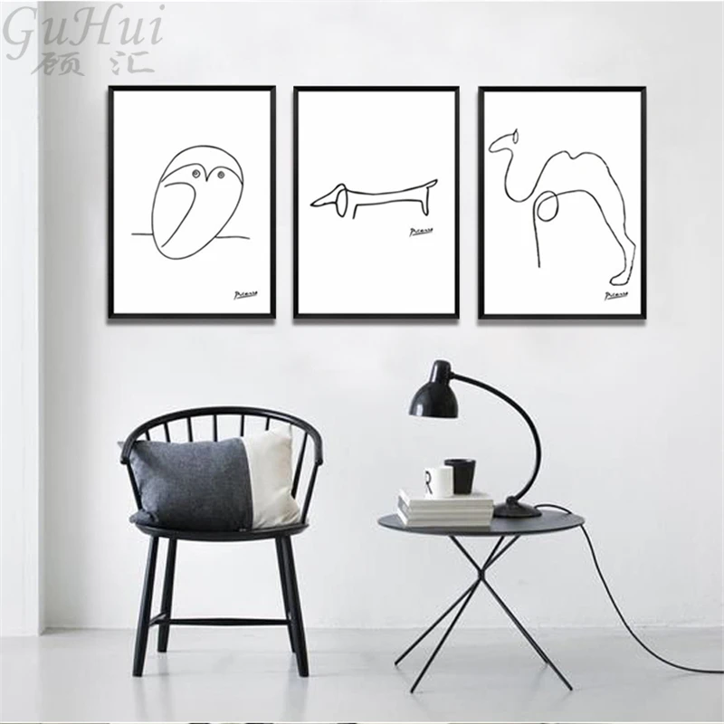 Минималистичная Абстрактная Картина на холсте Пабло Пикассо лошадь животное