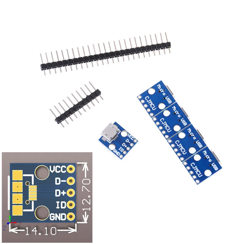 Плата адаптера мама MICRO USB Для DIP 5 шт. + контактная плата типа Micro 2 54 мм шт.|Детали и