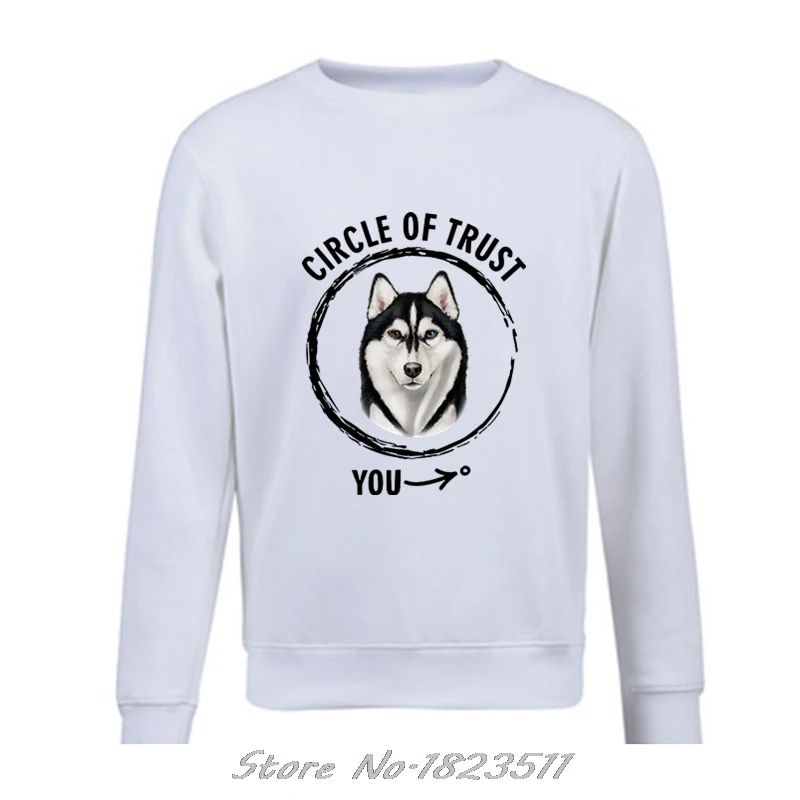 Мужская забавная Толстовка Harajuku с капюшоном надписью Circle Of Trust Husky Breed подарок для