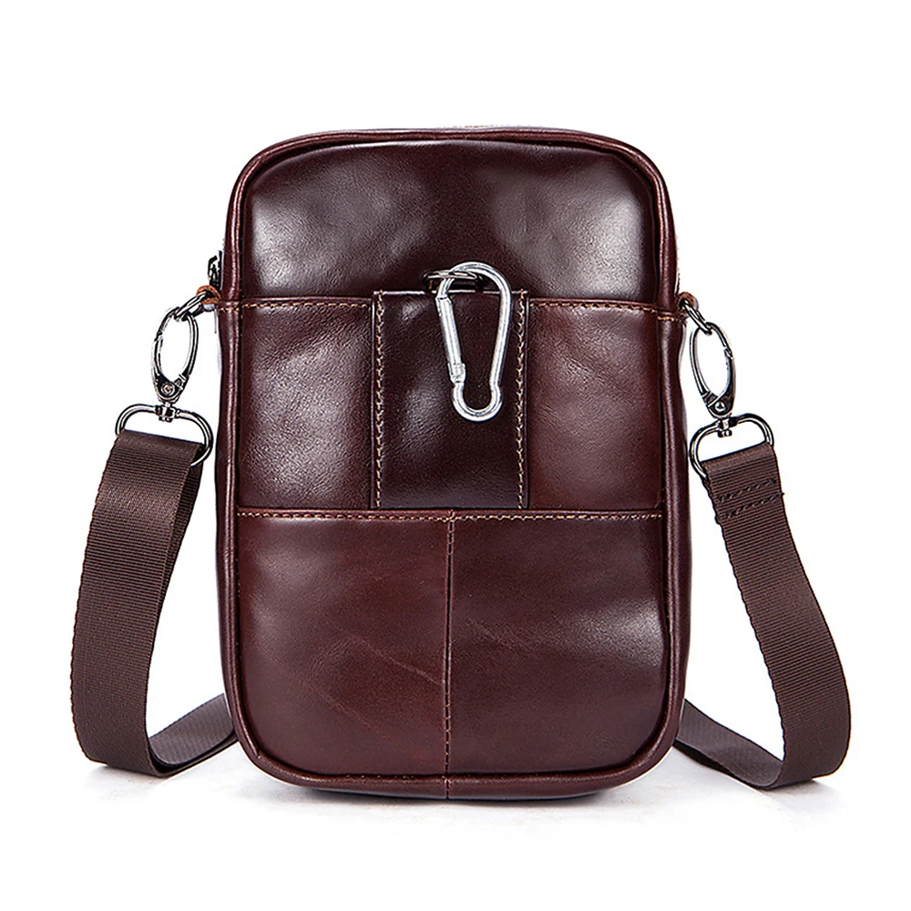 Винтажные мужские сумки через плечо из натуральной кожи на молнии роскошные