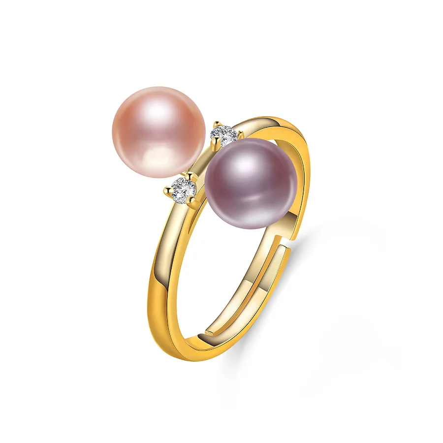 VEAMOR уникальный дизайн кольцо с двумя жемчужинами натуральный жемчуг ювелирное