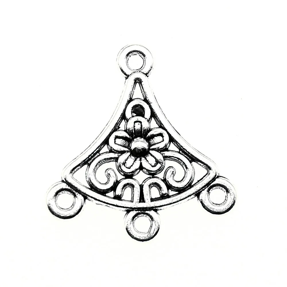 

20pcs Charm Earring Connector Flower Earring Connector For Jewelry Making Antique Silver Color Earring Connector Charms 19x20mm