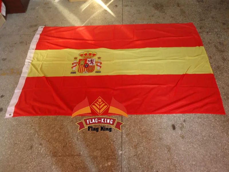 

free shipping 120g/m2 knitted polyster Spain national flag , 90*150CM,Windbreak, Anti-UV,Digital Printing,flag king