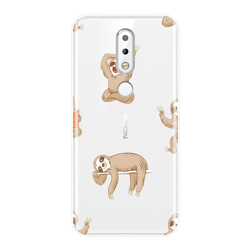 TPU Back Cover For Nokia 7.1 6.1 5.1 3.1 2.1 Plus Kawaii Sloth Funny Cute Soft Silicone Phone Case | Мобильные телефоны и