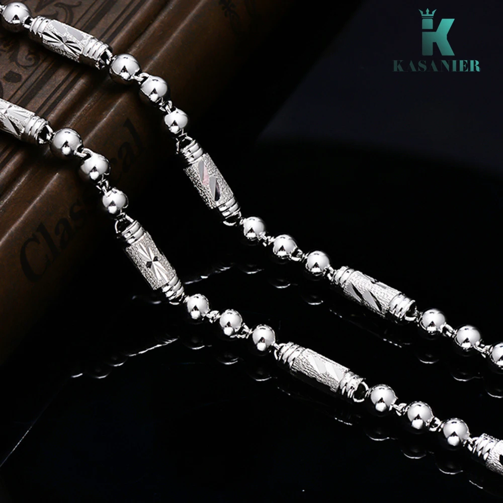 Цепочка Из серебра 100% пробы с бусинами 6 мм для мужчин | Украшения и аксессуары