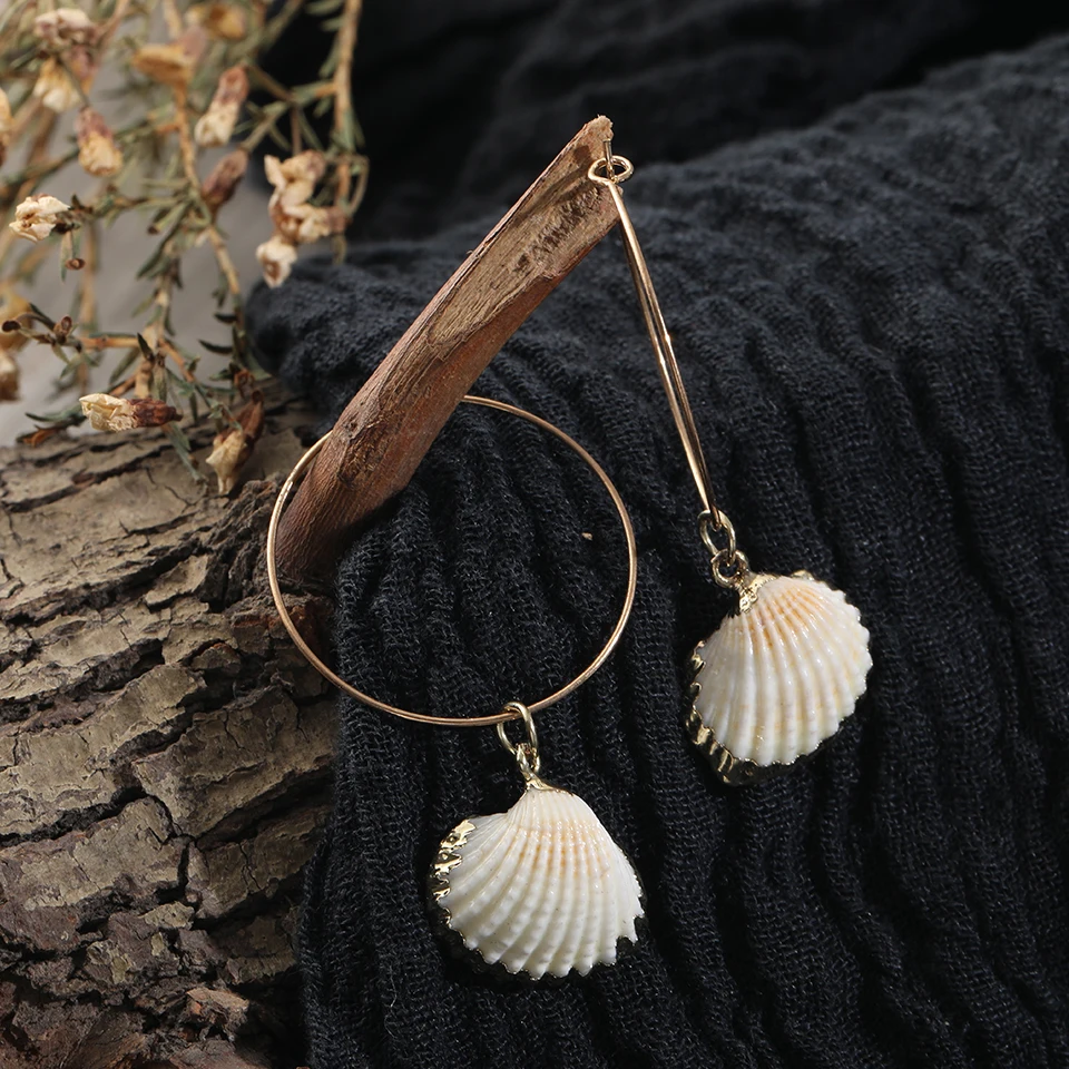 Женские серьги подвески в виде морских раковин богемном стиле для отпуска на