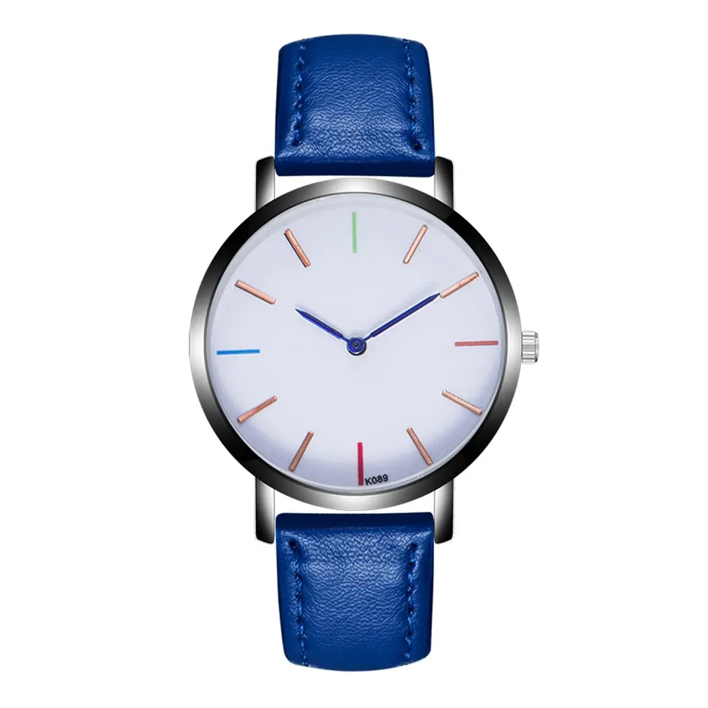 Для женщин часы кварцевые простой узор Кожаный ремешок Круглый циферблат