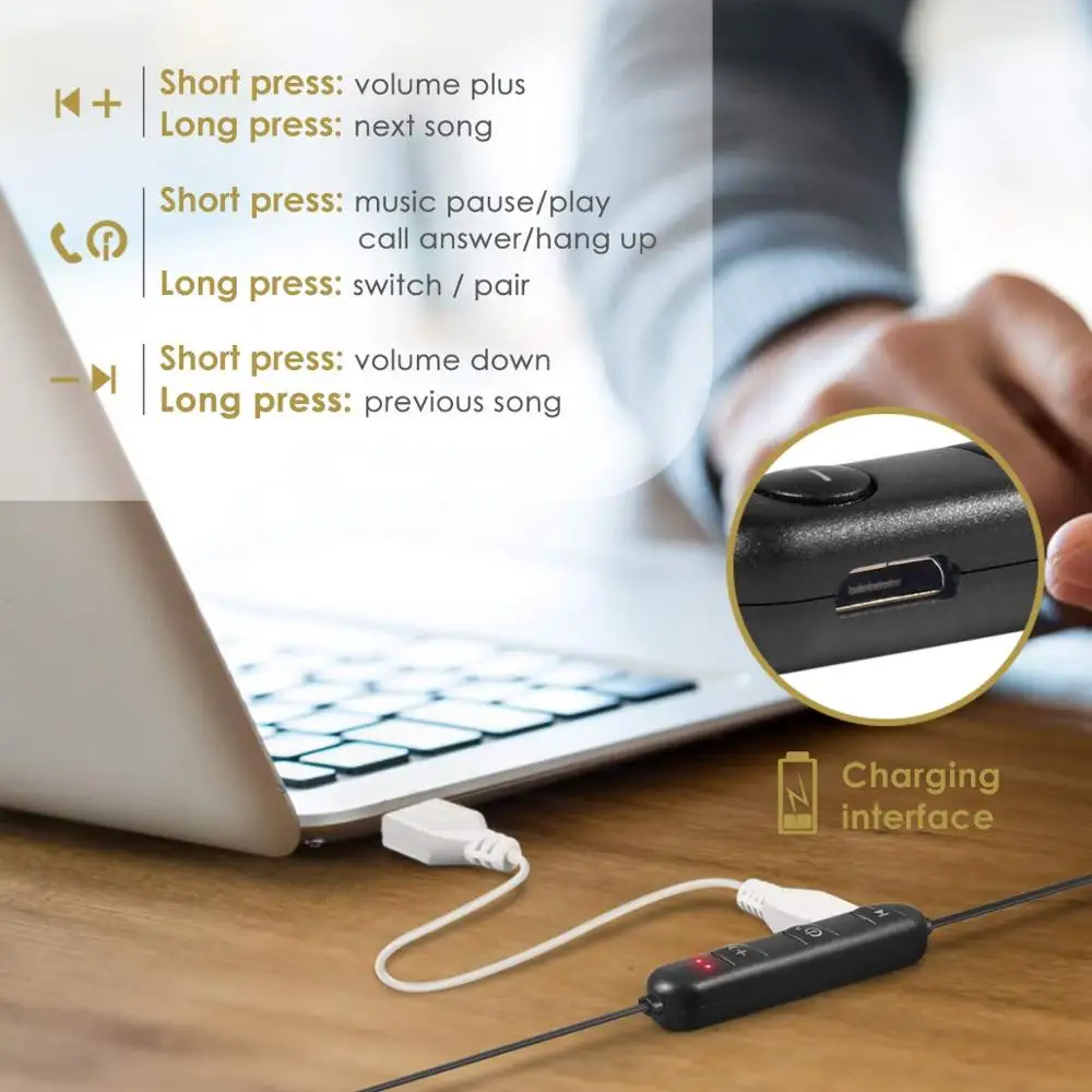 Беспроводные Bluetooth наушники в ухо Велоспорт Бег Спортивная гарнитура