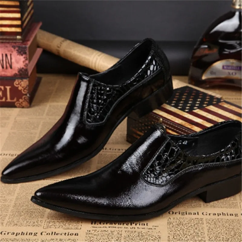 Острым Носом Мужчины Платье Обувь Slip-On Квартиры Оксфорд Из Натуральной Кожи Zapatos