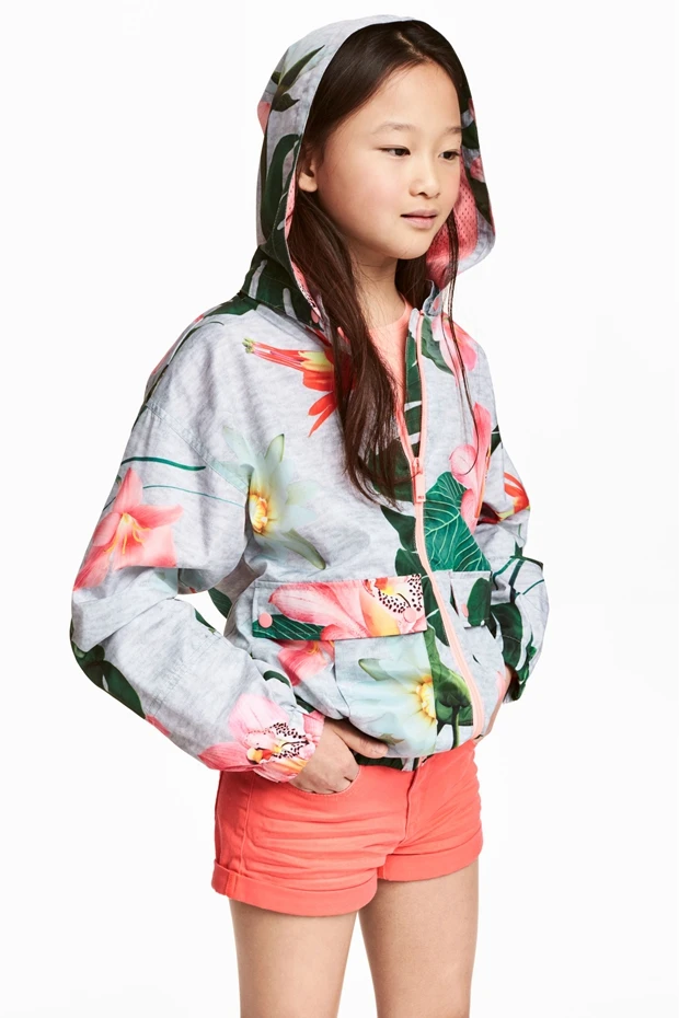 

kids/children/girls big floral hooded jacket, trench, girls parka, size 8-9Y, 11-12Y, 12-13Y