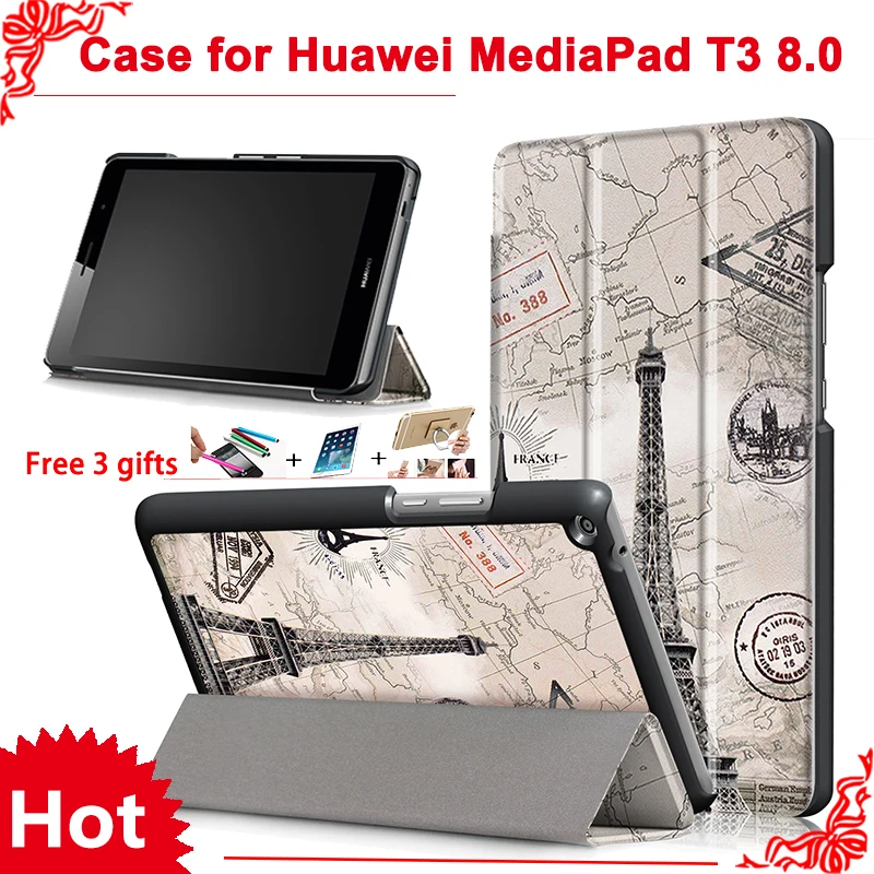 Чехол для Huawei MediaPad T3 8 0 KOB L09 W09 ''планшета ПК Тонкий чехол Honor Play Pad 2 + бесплатная 3