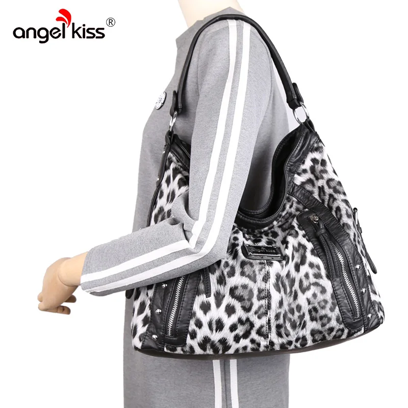 Angel Kiss Брендовая женская сумка на плечо с леопардовым принтом вместительная