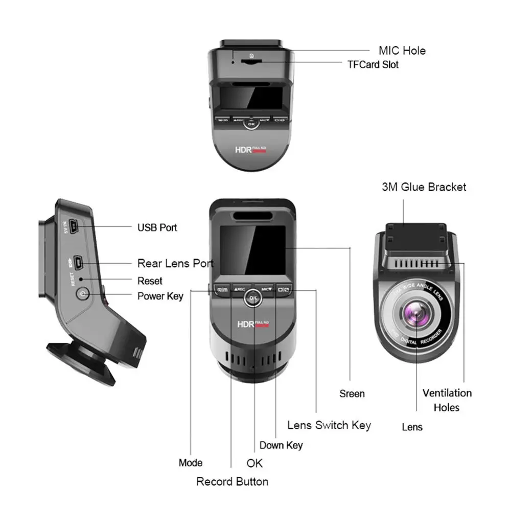 Автомобильный видеорегистратор VODOOL 4K 2160P Ultra HD GPS WiFi с задней камерой 1080P ночного