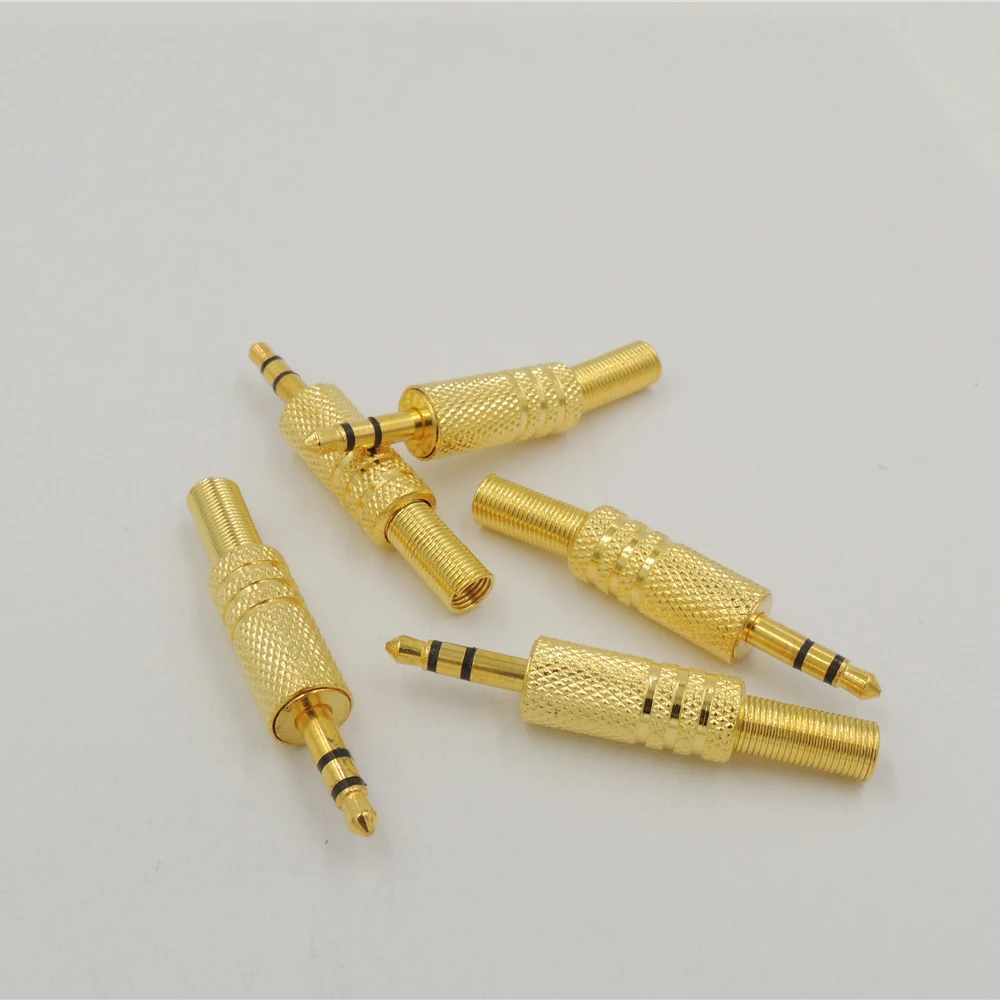 

Lot of 50pcs gold plated Stereo 1/8" 3.5mm 3Pole male Plug Audio TRS adapter Connector Booted repair headphone jack SOLDER
