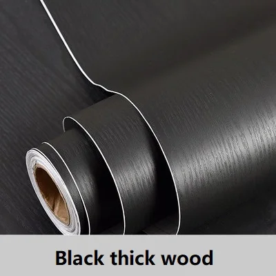 Black thick wood 60*500 см водостойкие тканевые наклейки рулон виниловых ПВХ обоев мебели древесины бумаги самоклеющиеся пленки шкаф дверь стикер - Цвет: Black thick wood