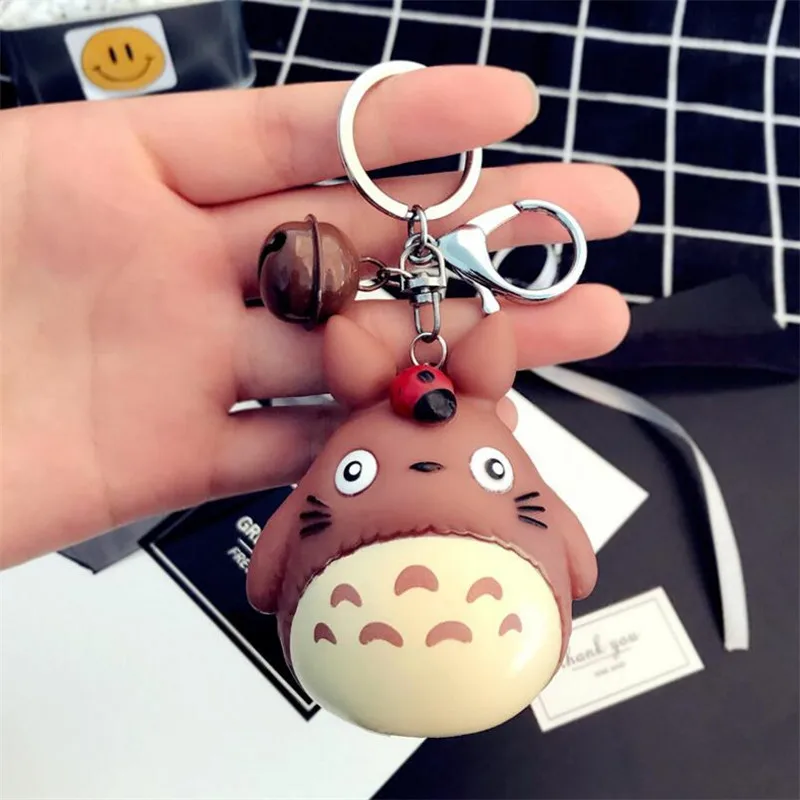 Модные брелоки милые Kawaii котенок брелок с котом кольцо аниме брелок Тоторо креативный брелок Шарм для женщин и девочек Детские брелоки - Цвет: brown