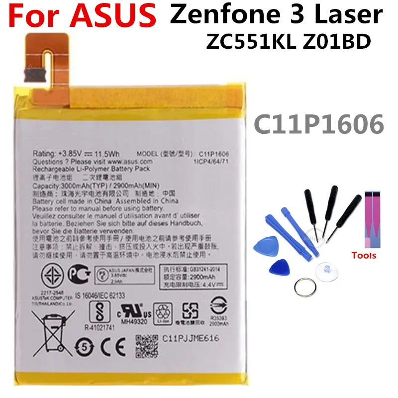 

C11P1606 battery FOR Asus Zenfone 3 Laser ZC551KL Z01BD 3000mAh lithium battery li-ion polymer battery High capacit